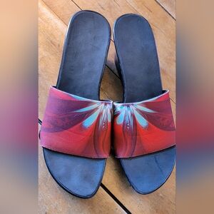 Onesole! Women’s Black Wedge Slide Sandals With Interchangeable Tops